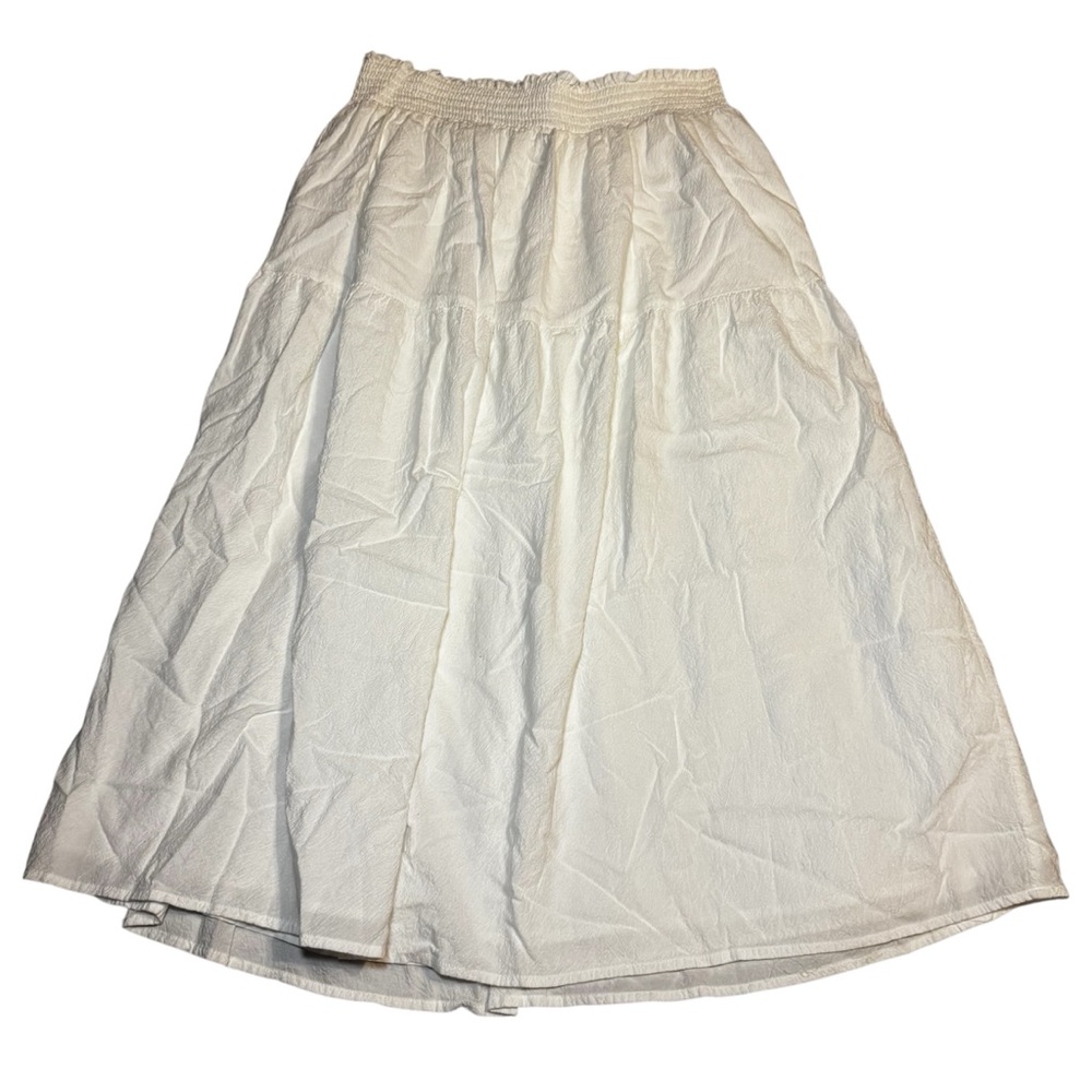 Nine West White Midi Flowy A Line Skirt Large